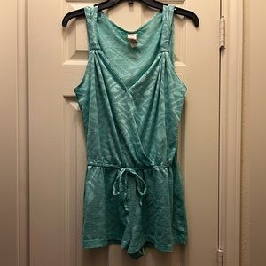 Turquoise mesh swim romper cover up